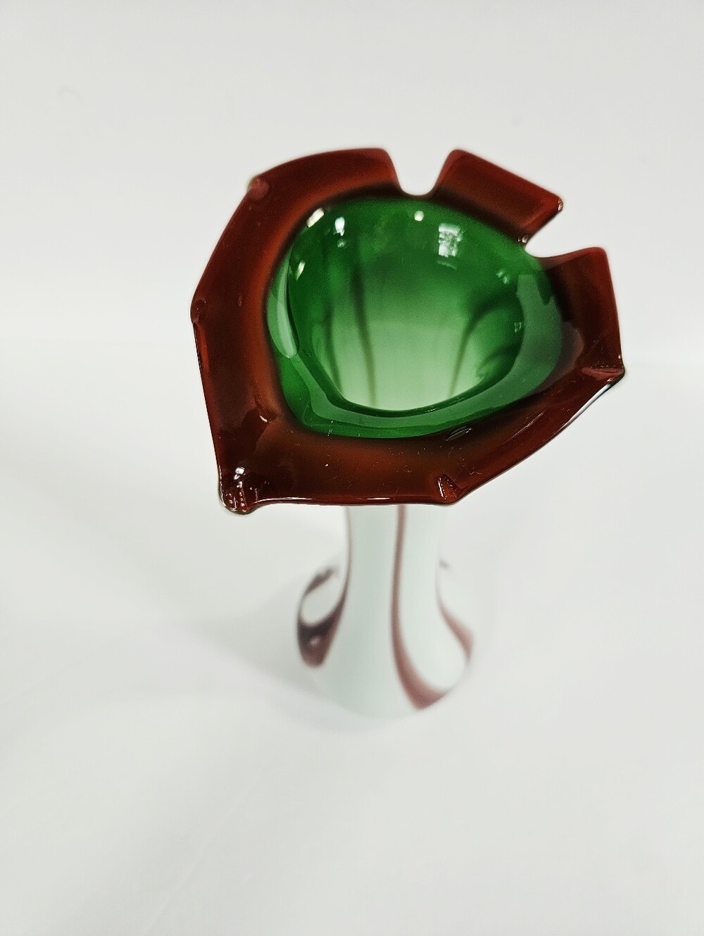 Vintage Murano Style Handblown Art Glass Calla Lily Jack-In-The-Pulpit Vase - Picture 5 of 16